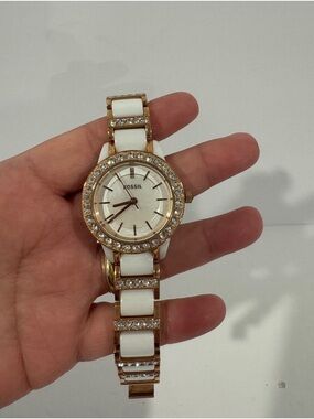 Fossil White and Gold Crystal-Trim Women's Watch